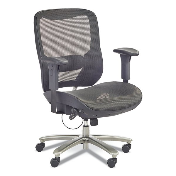 Safco Lineage Big & Tall All-Mesh Task Chair, Supports 400lb, 19.5in. - 23.25in. High Black Seat, Chrome Base 3505BL